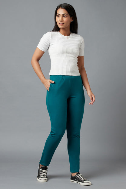 Green Cotton Lycra Jersy Pants