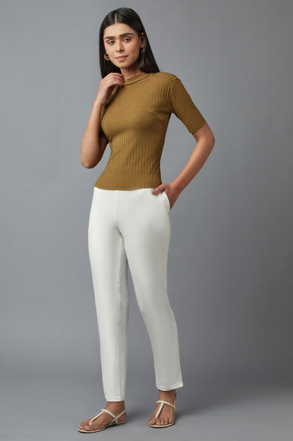 White Cotton Lycra Jersy Pants