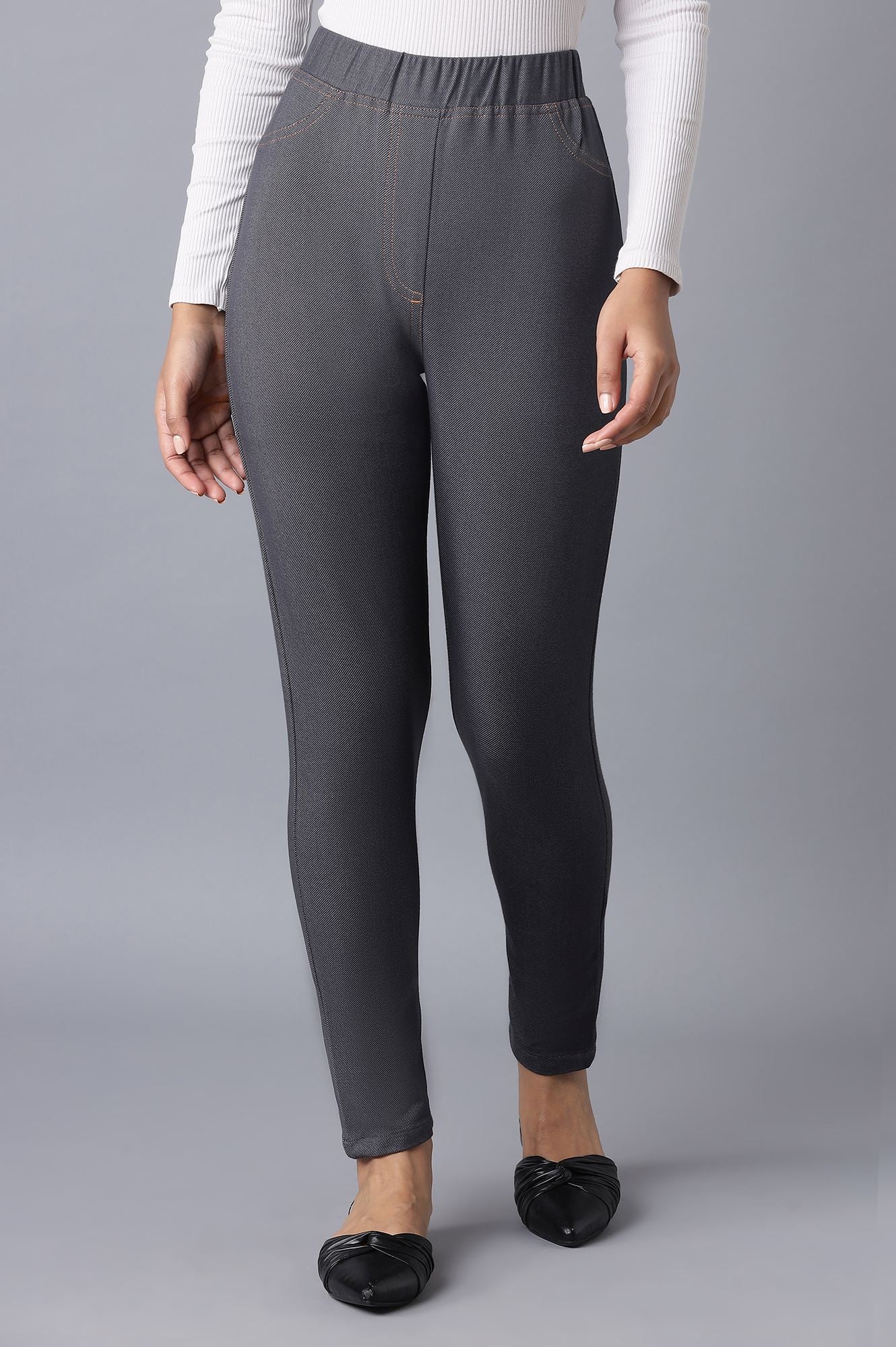 Grey Twill Jeggings