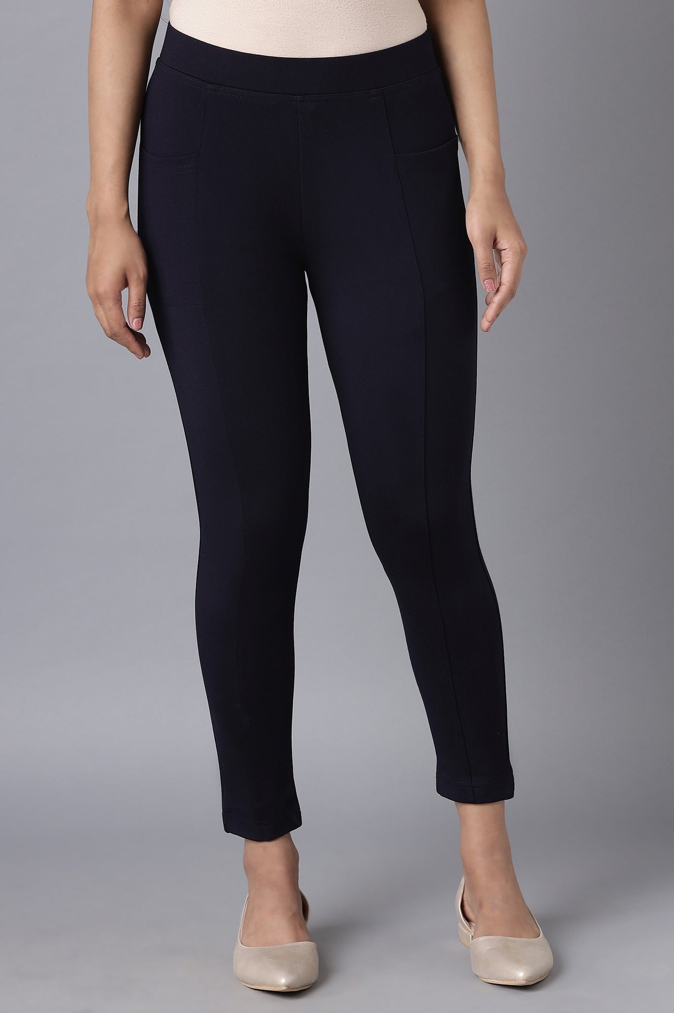 Navy Straight Yoga Tights