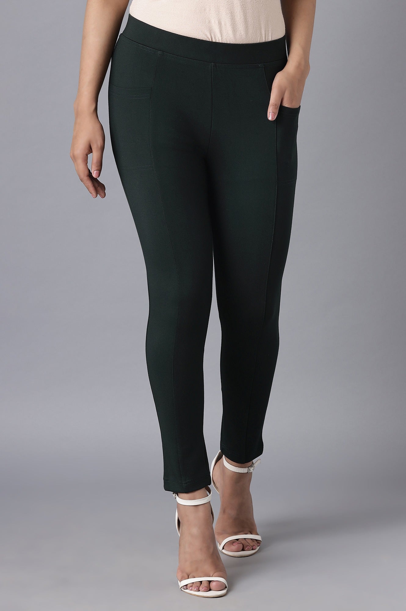 Green Straight Yoga Tights