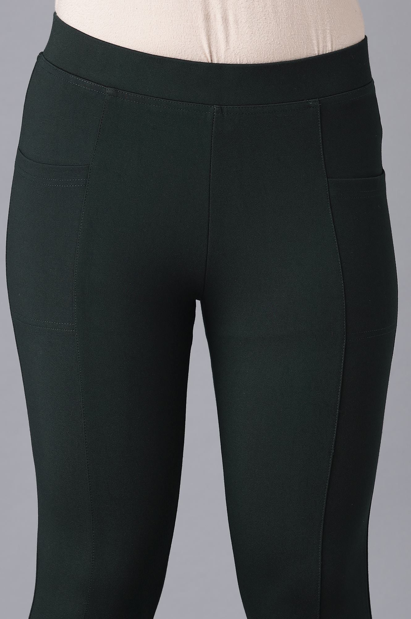 Green Straight Yoga Tights