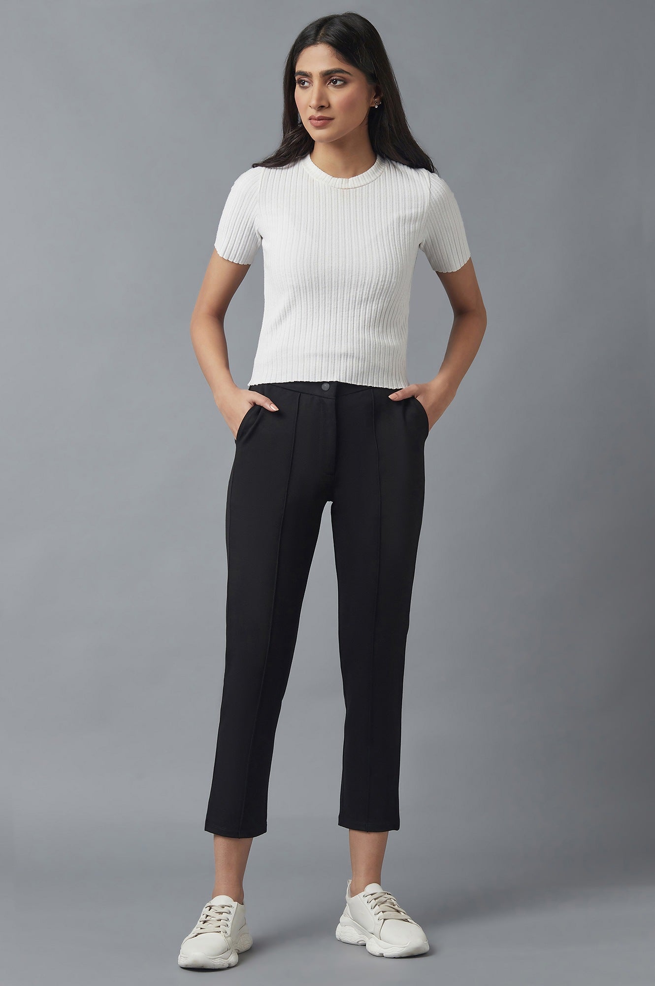 Black Pintuck Trousers