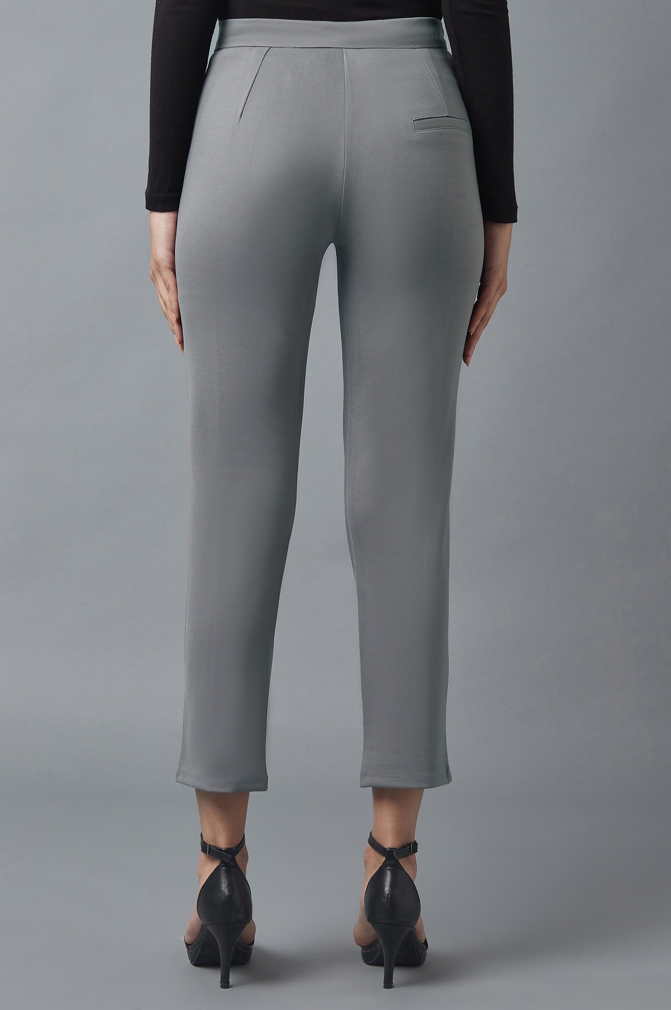 Grey Pintuck Trousers