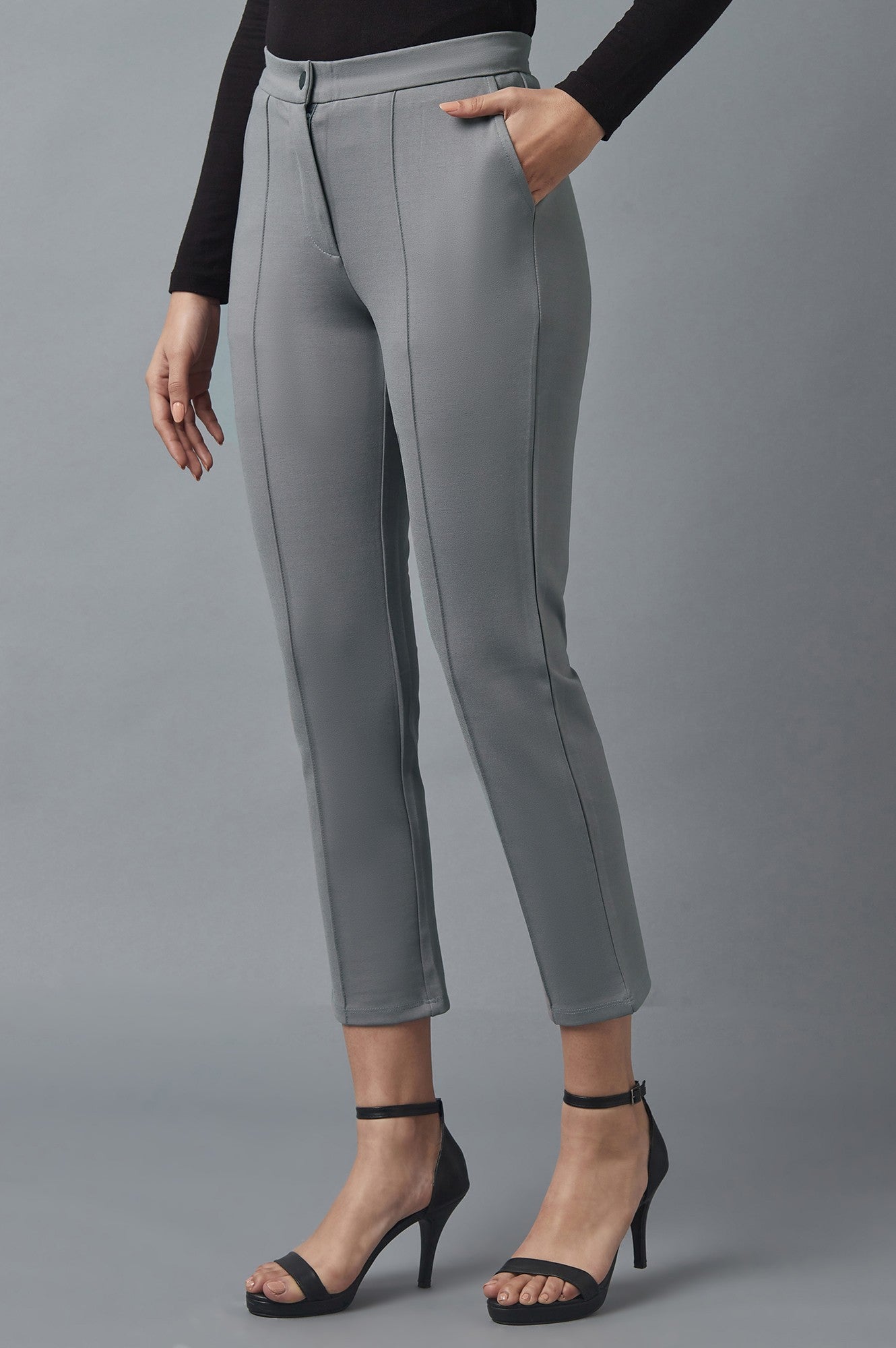 Grey Pintuck Trousers