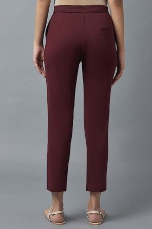 Maroon Pintuck Trousers