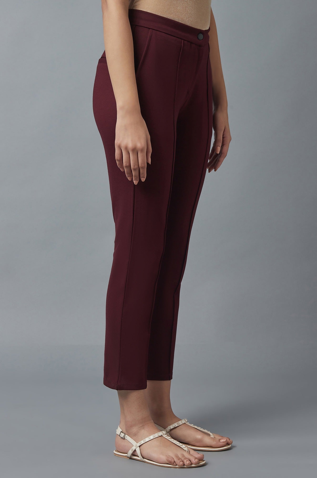 Maroon Pintuck Trousers