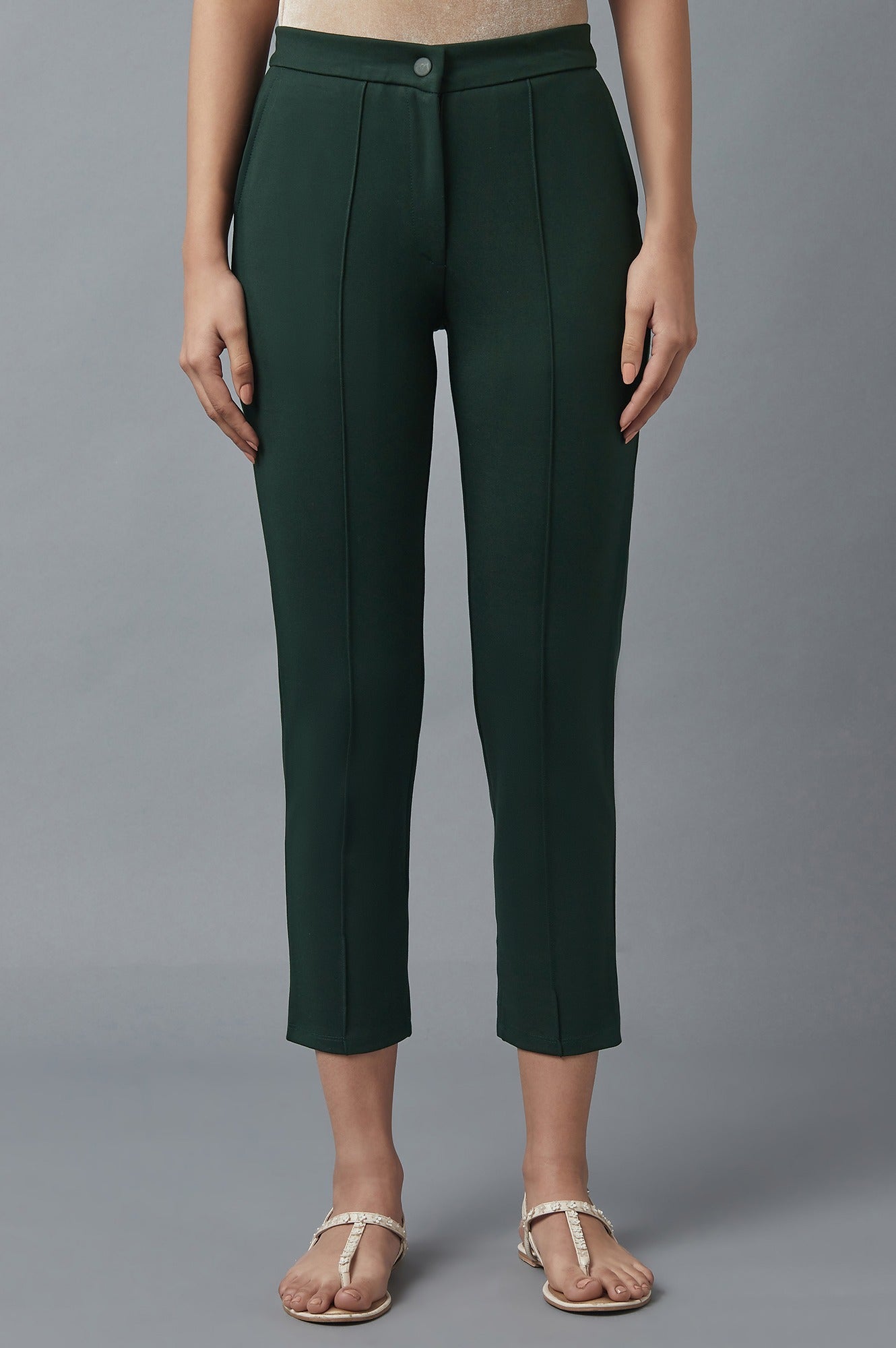 Bottle Green Pintuck Trousers