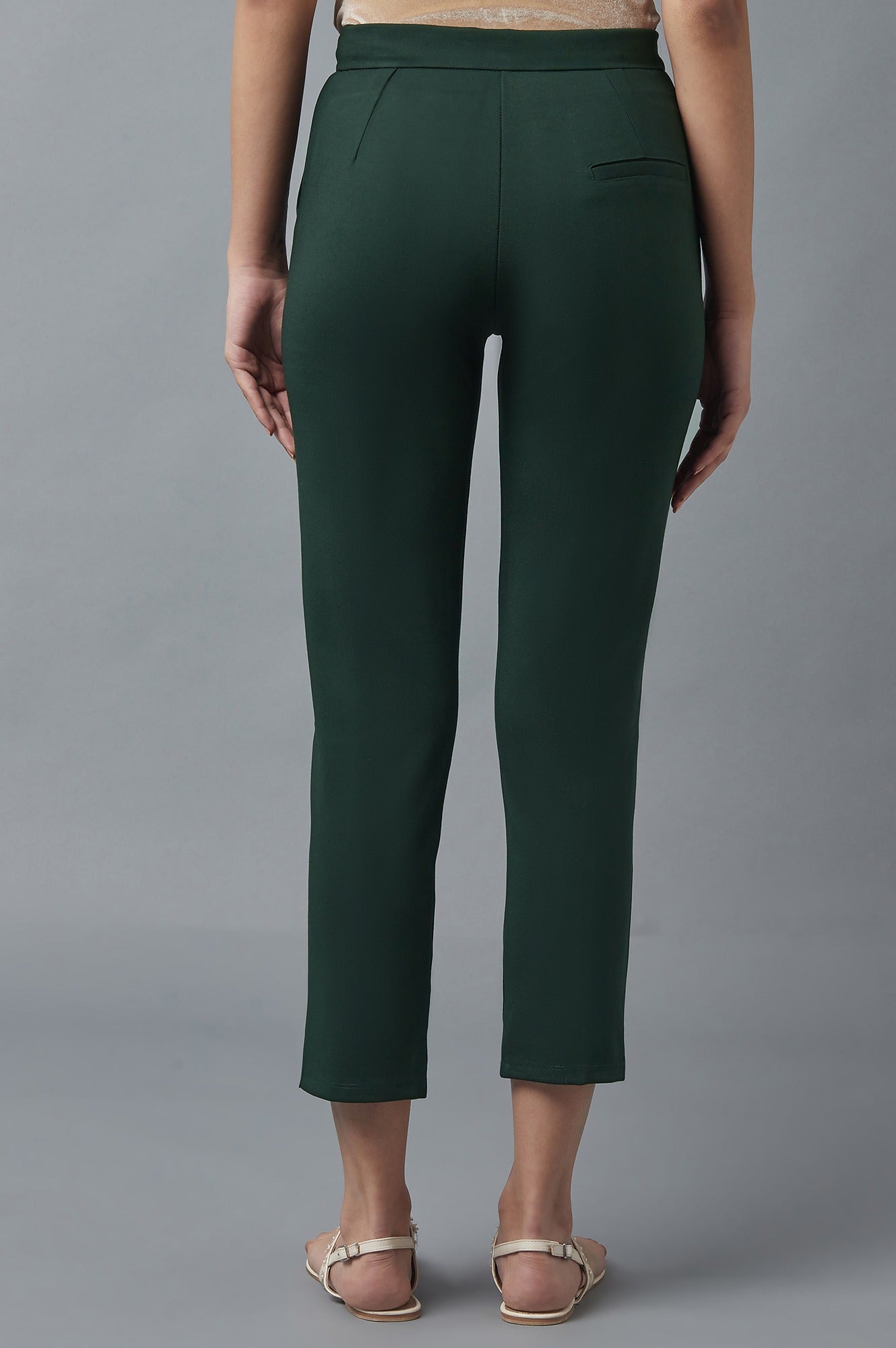 Bottle Green Pintuck Trousers