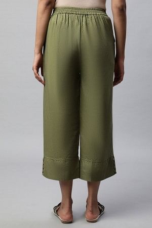 Green Flared Ankle Length Palazzo