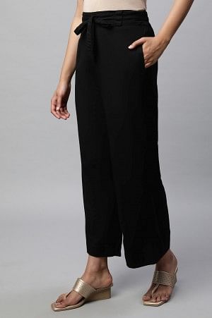 Black Flared Ankle Length Palazzo