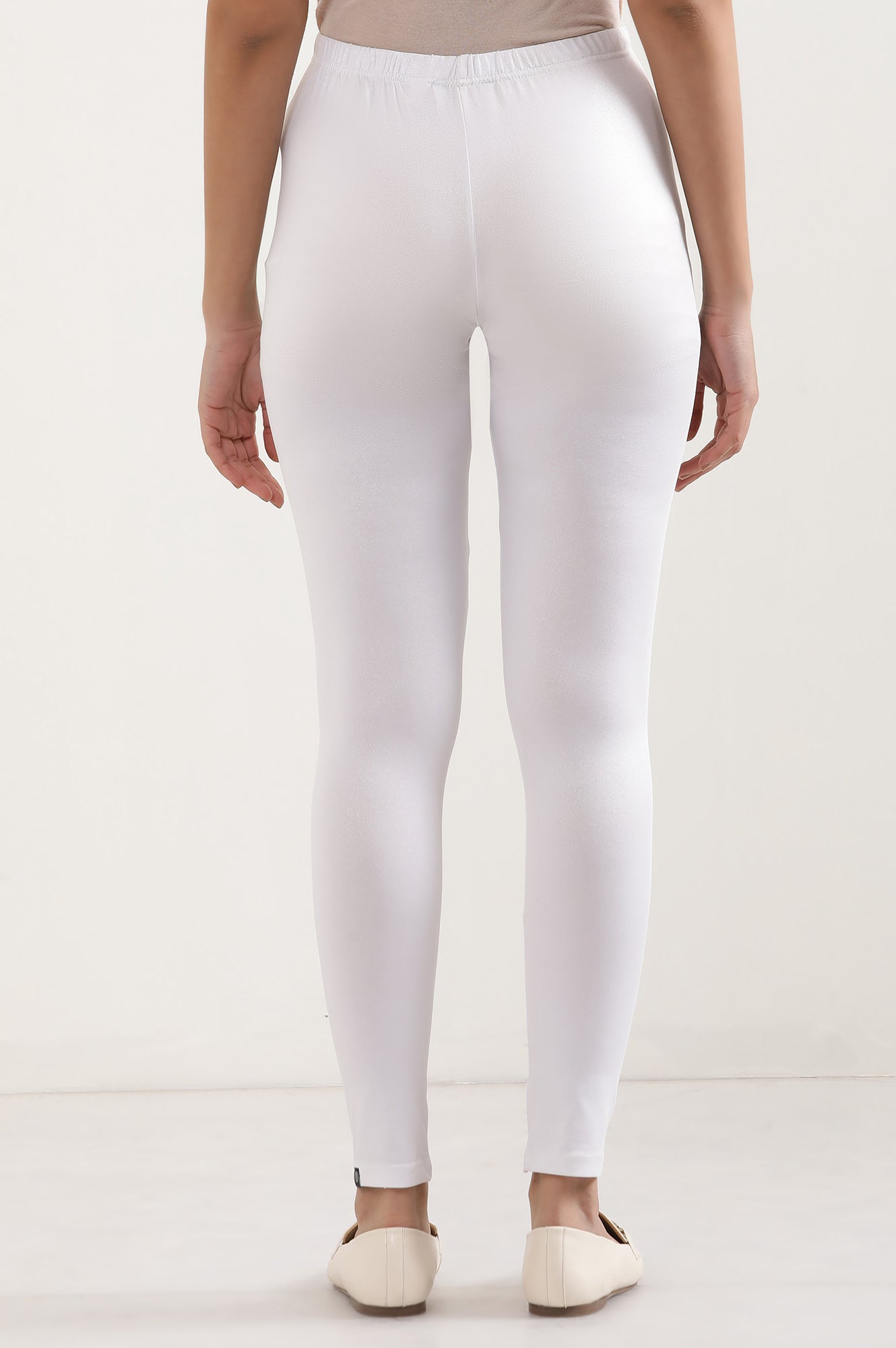 Shimmer White Snug Fit Tights