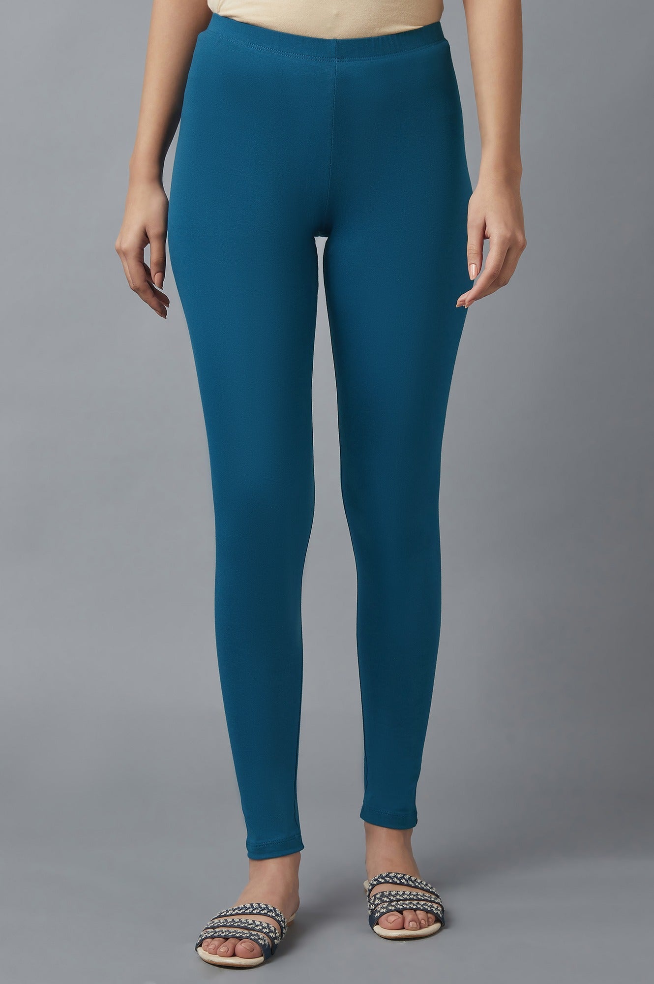 Blue Cotton Lycra Tights