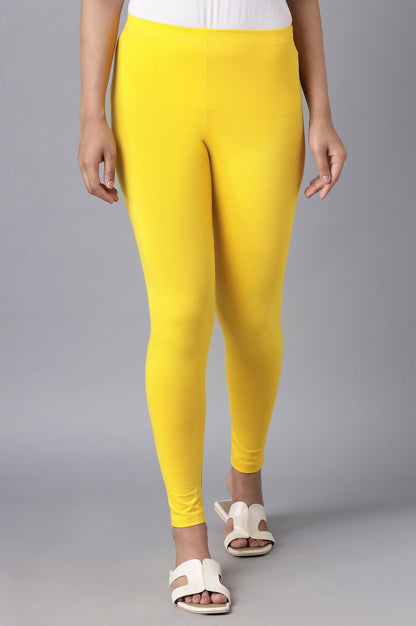 Yellow Cotton Lycra Tights