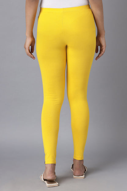 Yellow Cotton Lycra Tights