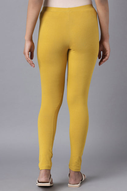 Yellow Cotton Lycra Tights