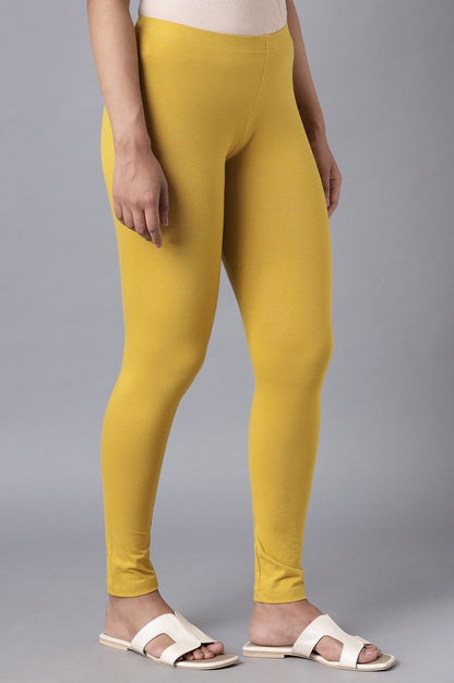 Yellow Cotton Lycra Tights