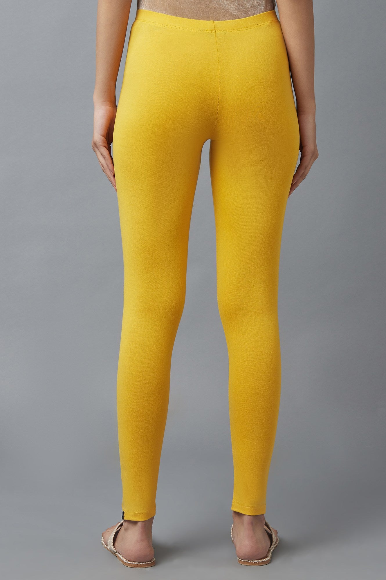 Yellow Cotton Lycra Tights