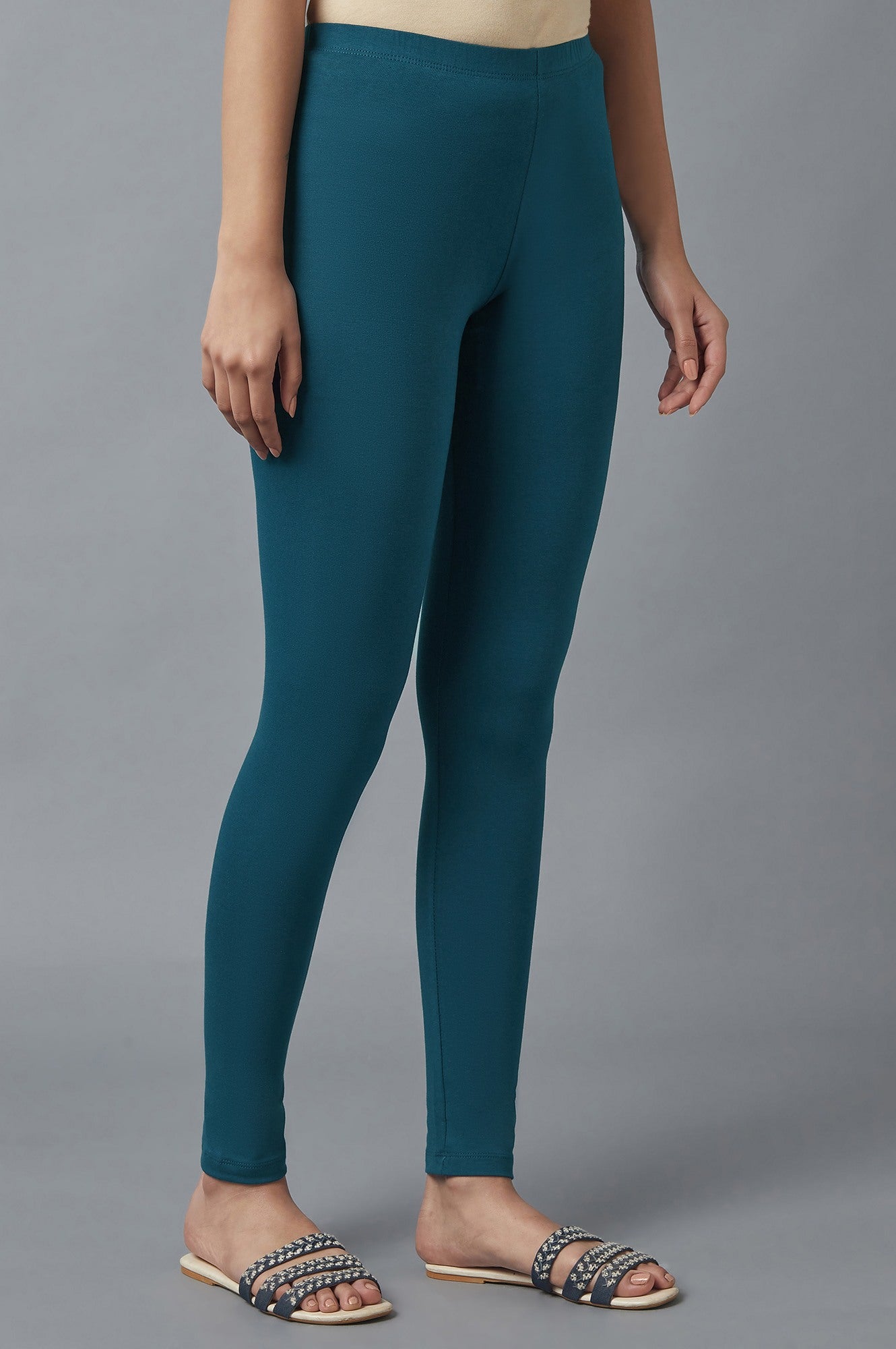 Blue Cotton Lycra Tights