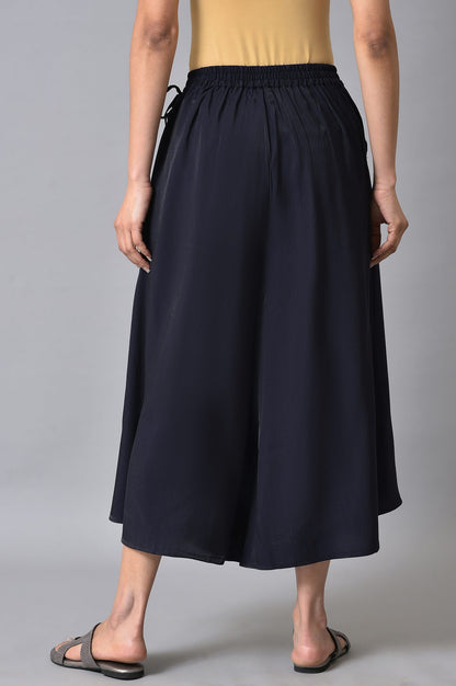 Blue Solid Culottes