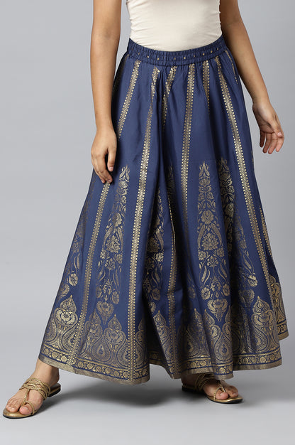 Navy Half Circle Ethnic Skirt