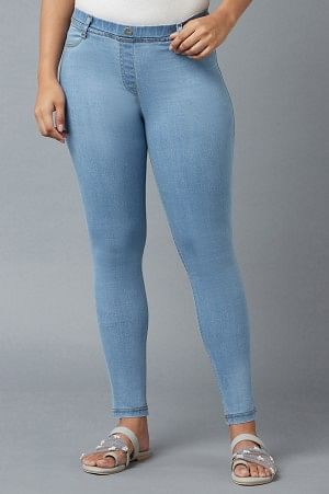 Ice Blue Yarn-Dyed Denim Jeggings