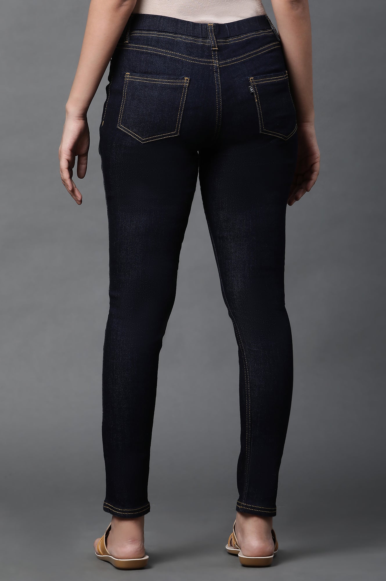 Blue Yarn-Dyed Denim Jeggings