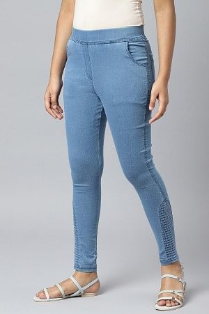 Black Pintucks Denim Jeggings