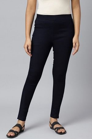 Blue Pintucks Denim Jeggings