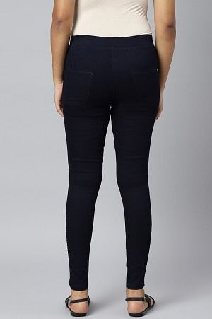 Blue Pintucks Denim Jeggings