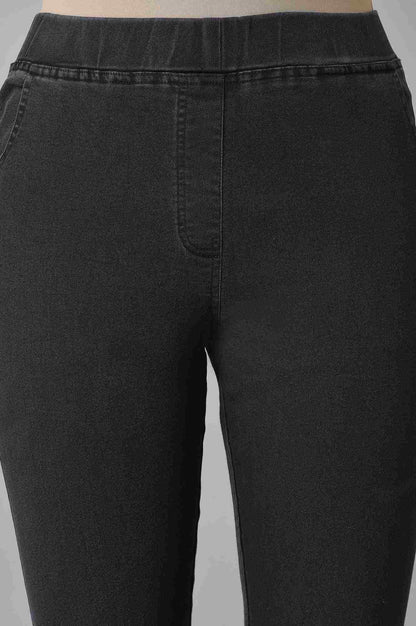 Black Pintucks Denim Jeggings