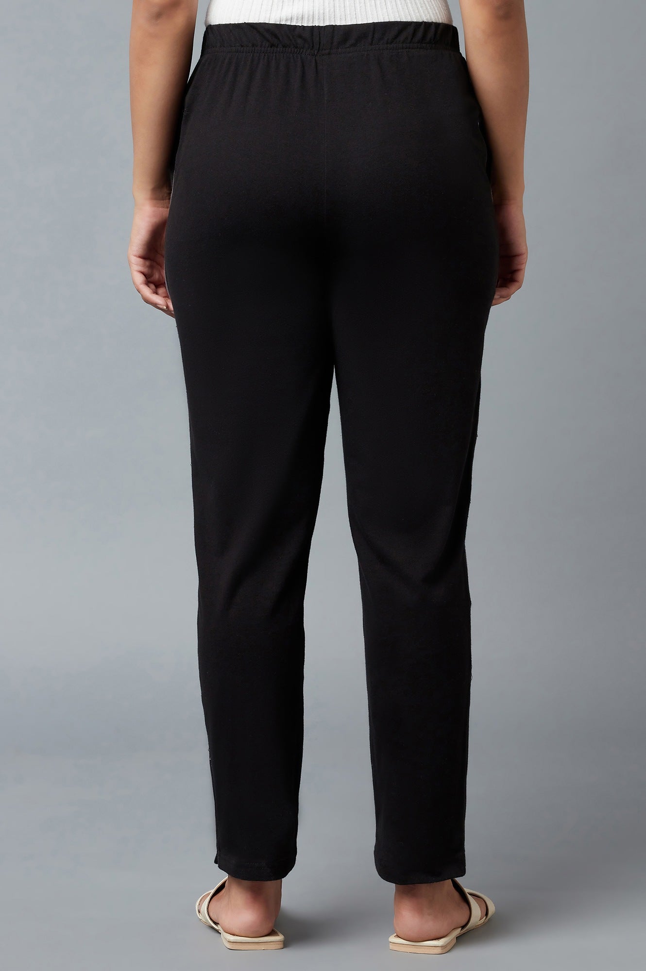 Black Ankle Length Jersy Pants