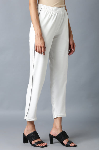 White Ankle Length Jersy Pants