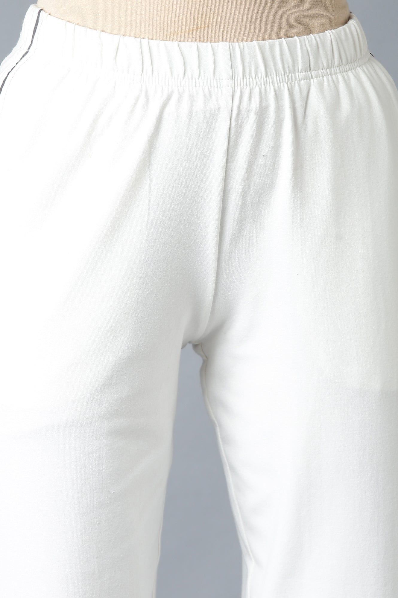 White Ankle Length Jersy Pants