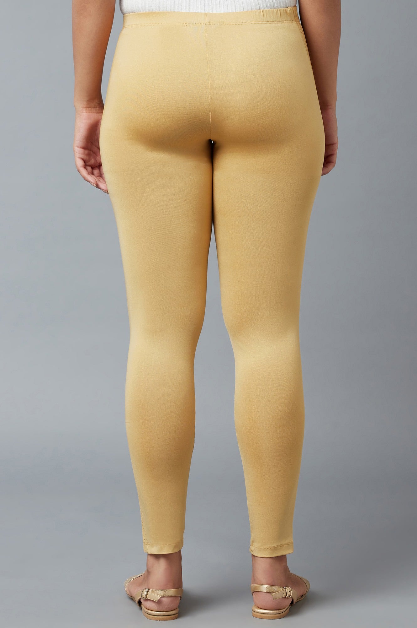 Gold Printed Poly Lycra Tights For Women