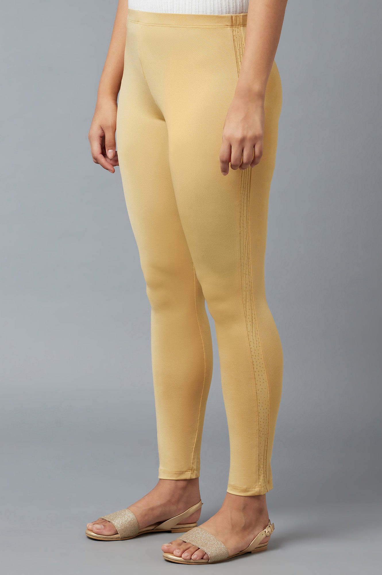 Gold Printed Poly Lycra Tights For Women