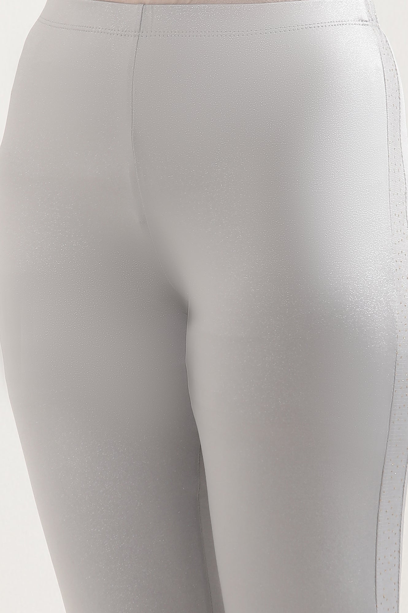 Silver Printed Poly Lycra Tights For Women