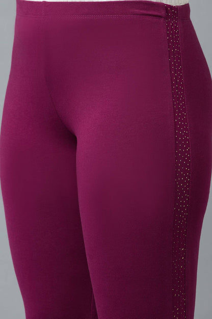 Pink Cotton Lycra Tights For Women