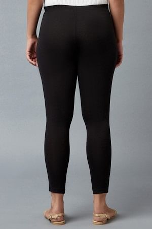 Black Cotton Lycra Tights For Women