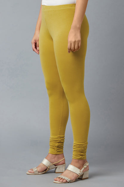 Women Yellow Ankle Length Cotton Lycra Churidar