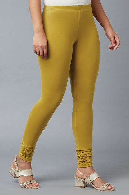 Women Yellow Ankle Length Cotton Lycra Churidar