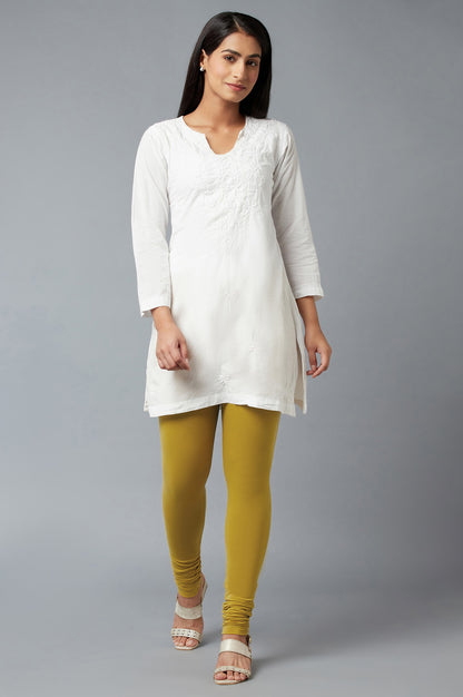 Women Yellow Ankle Length Cotton Lycra Churidar