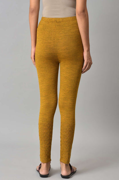 Yellow Knitted Solid Winter Tights