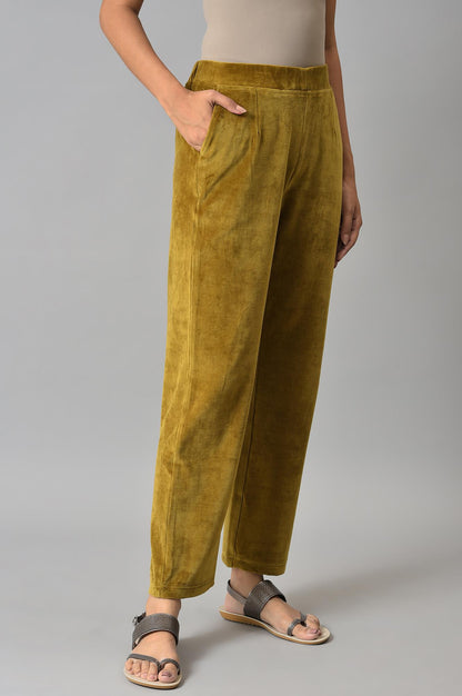 Green Straight Winter Trousers