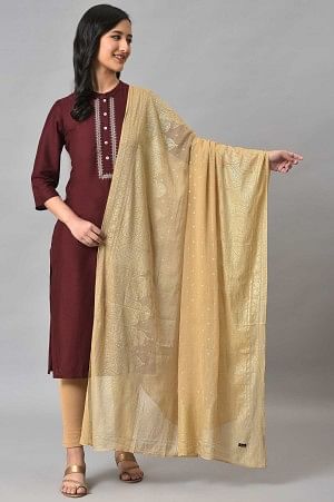 Gold Silver Chiffon Printed Dupatta