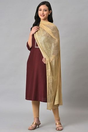 Gold Silver Chiffon Printed Dupatta