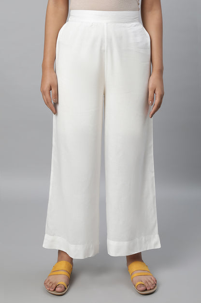 Off White Straight Liva Women Palazzos