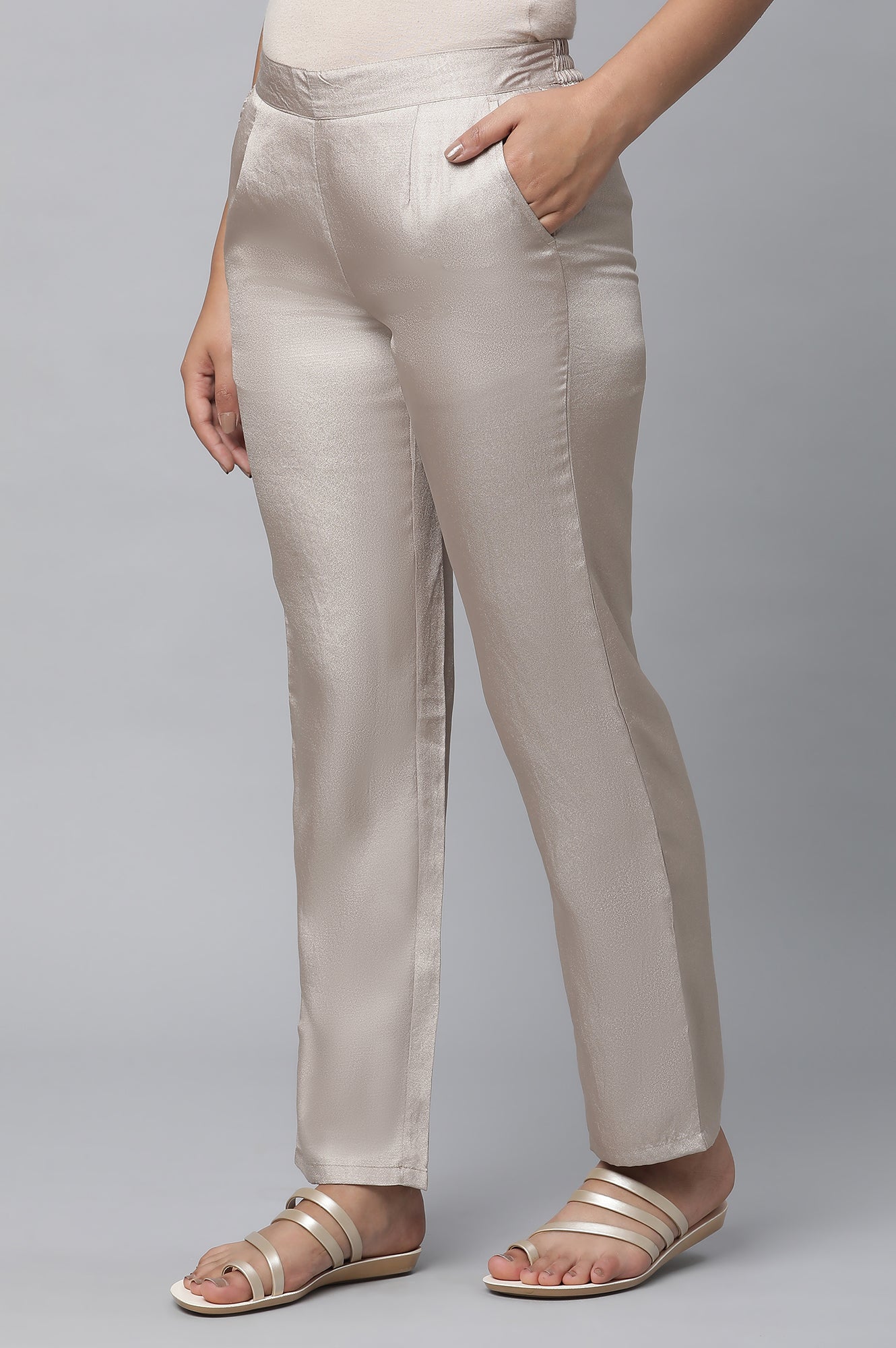 Safari Gold Pants in Korean Satin