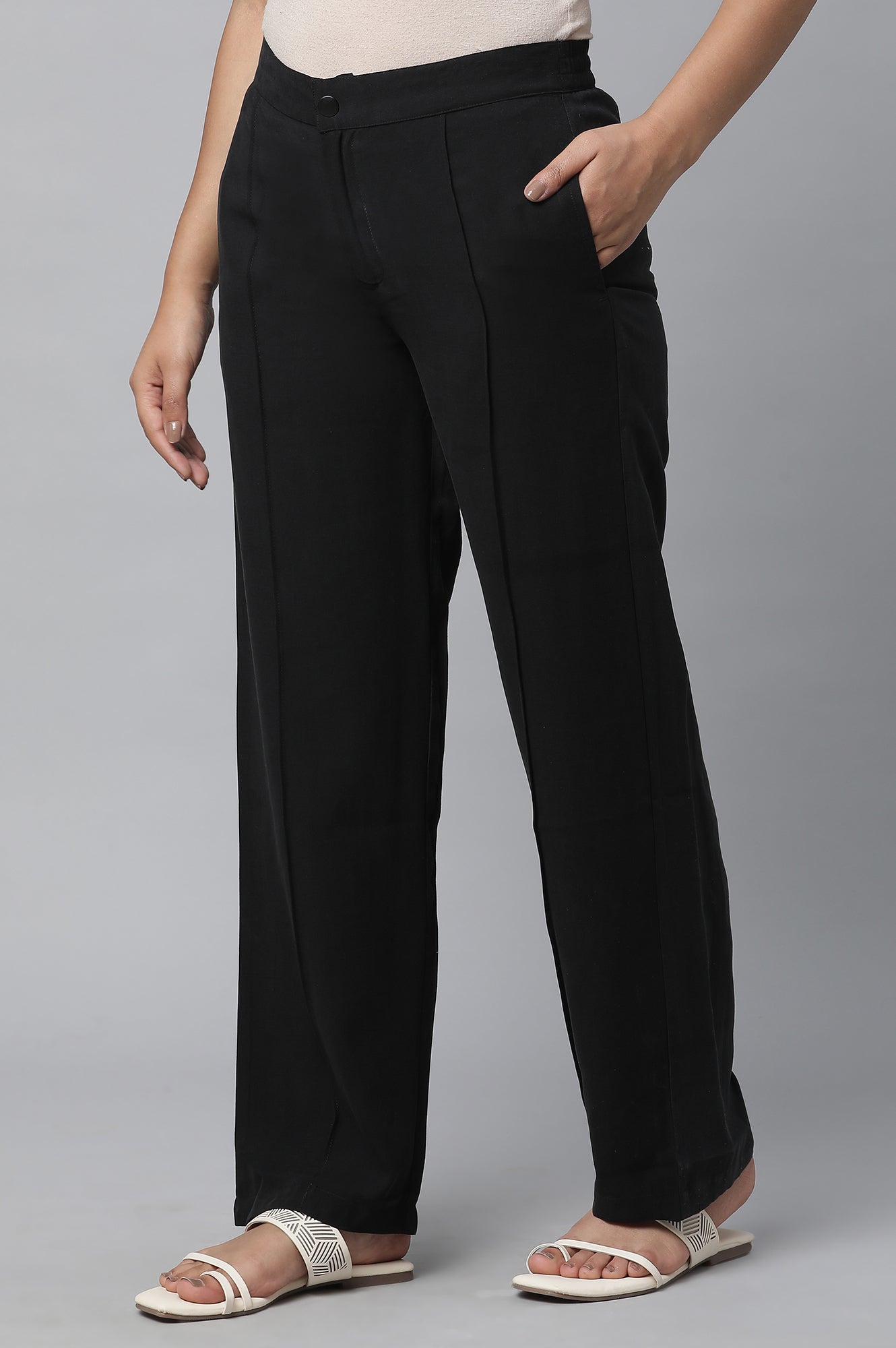 Black Parallel Fit Trouser Pants