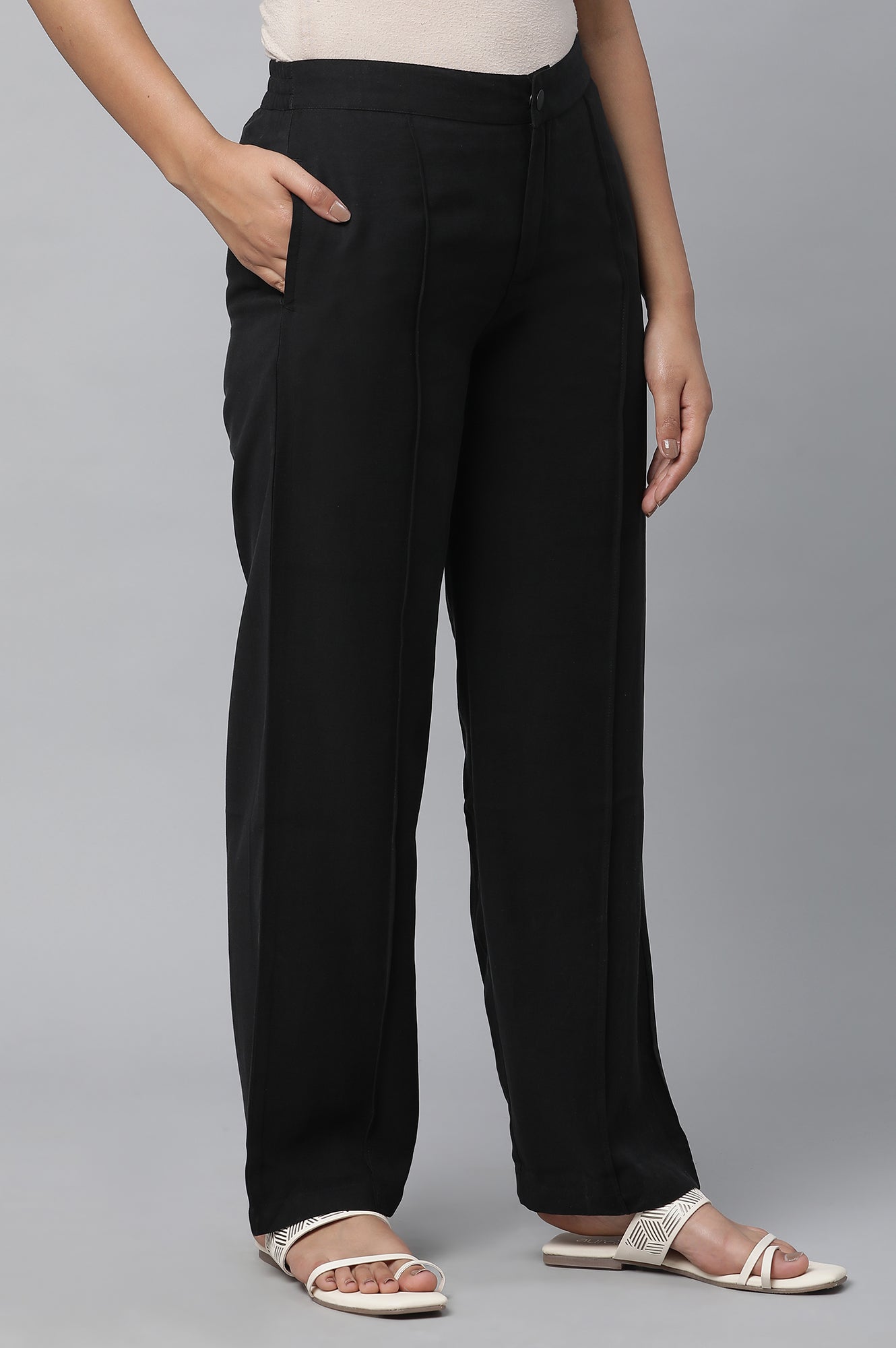 Black Parallel Fit Trouser Pants